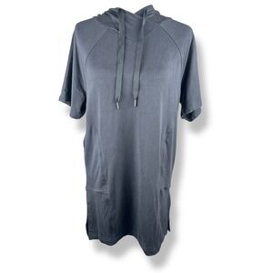 Athleta Black Hoodie Tunic‎ Womens Size XS Cabana Sporty Athleisure Pockets Gym